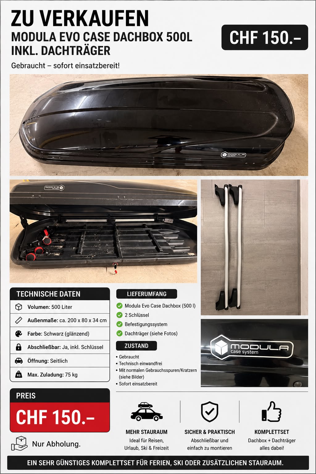 Modula Evo Case Dachbox 500L, Eschlikon TG